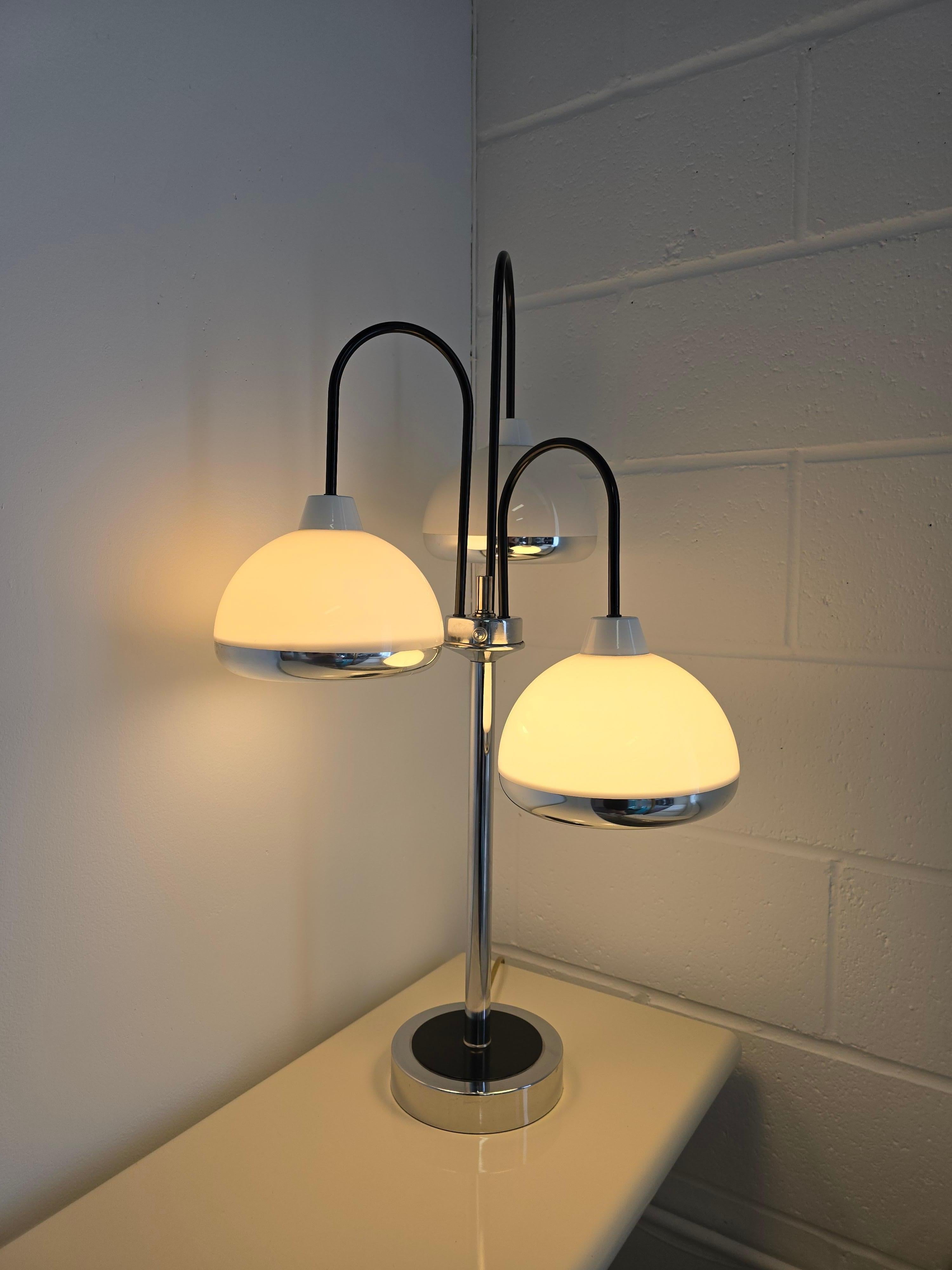 Unknown Space Age Chrome Waterfall Three Shade Table Lamp
