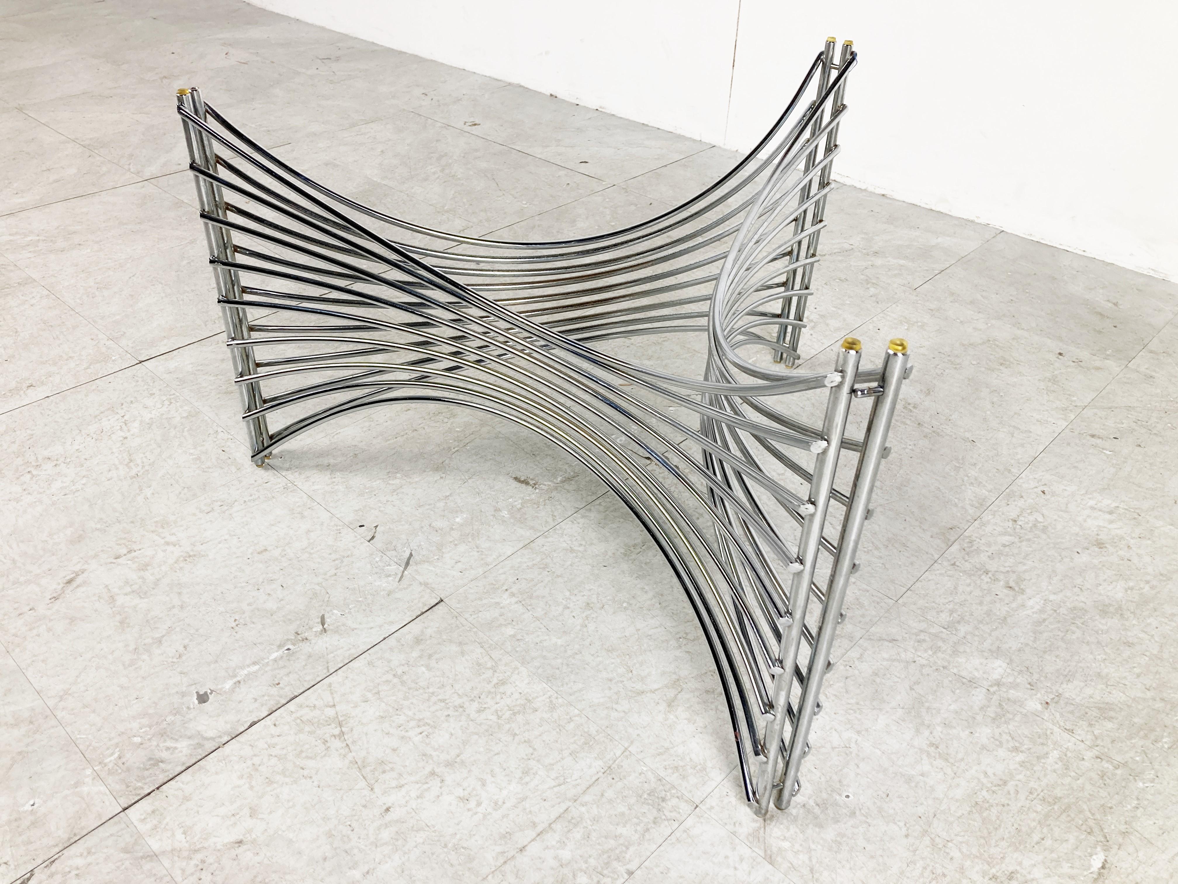 Late 20th Century Space Age Chrome Wire Coffee Table, 1970s For Sale