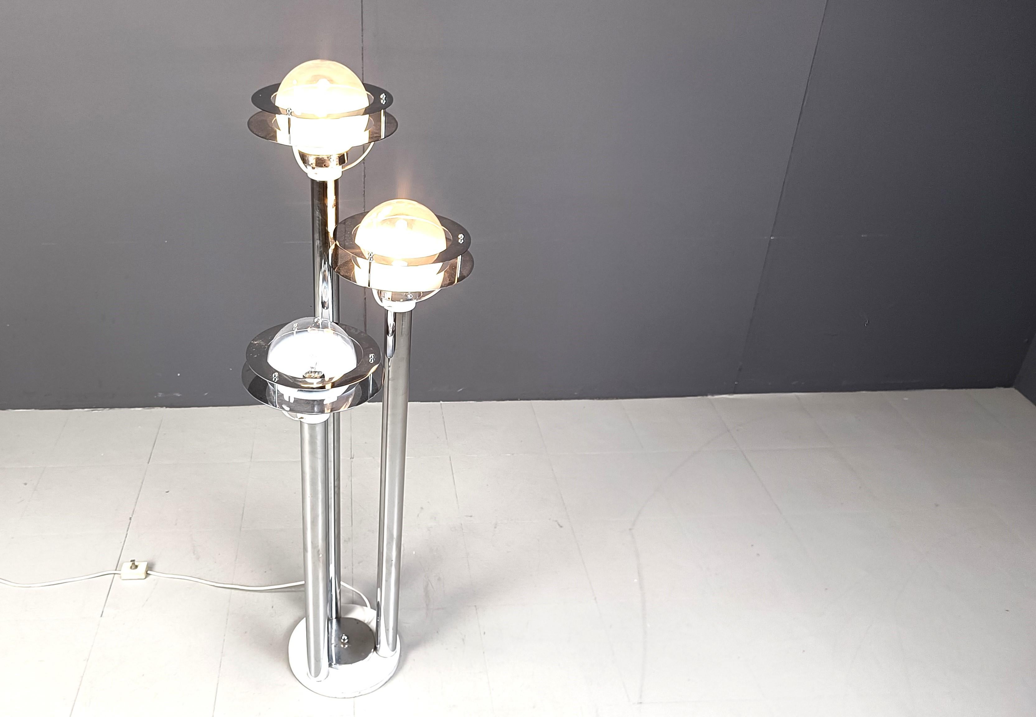 Vetro di Murano Lampada da terra Space and Chrome e vetro, anni '70 in vendita
