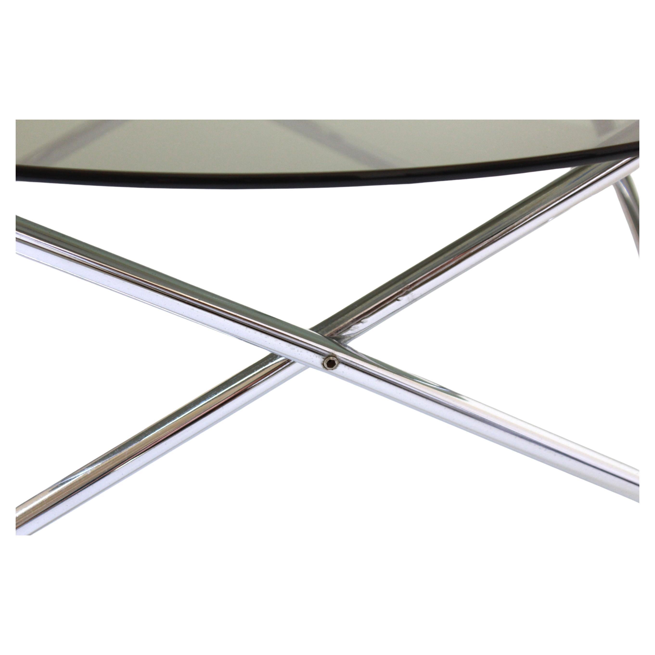 Space Age Chromed Coffee Table with Smoked glass Top, Italy 1970s For Sale 2