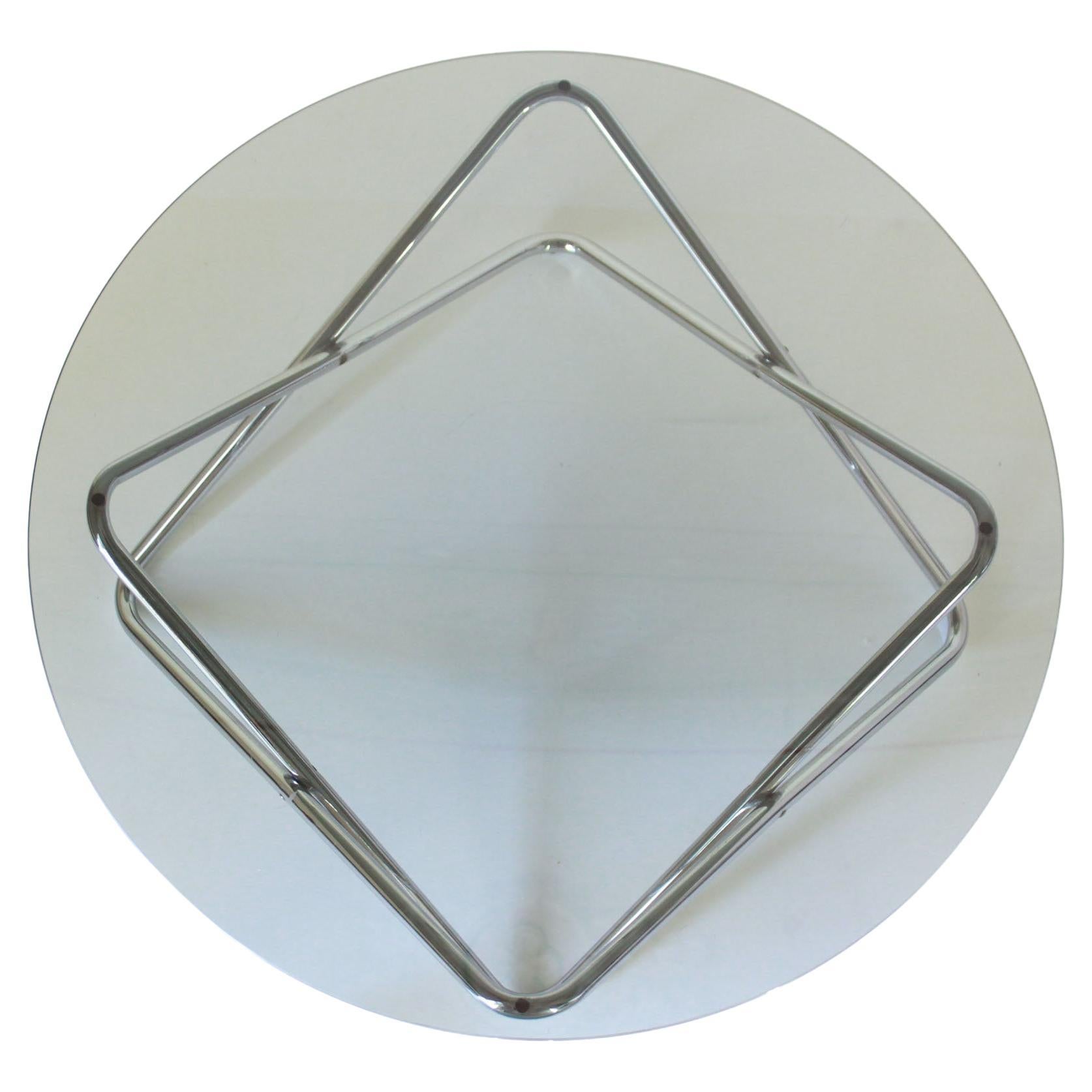 Italian Space Age Chromed Coffee Table with Smoked glass Top, Italy 1970s For Sale