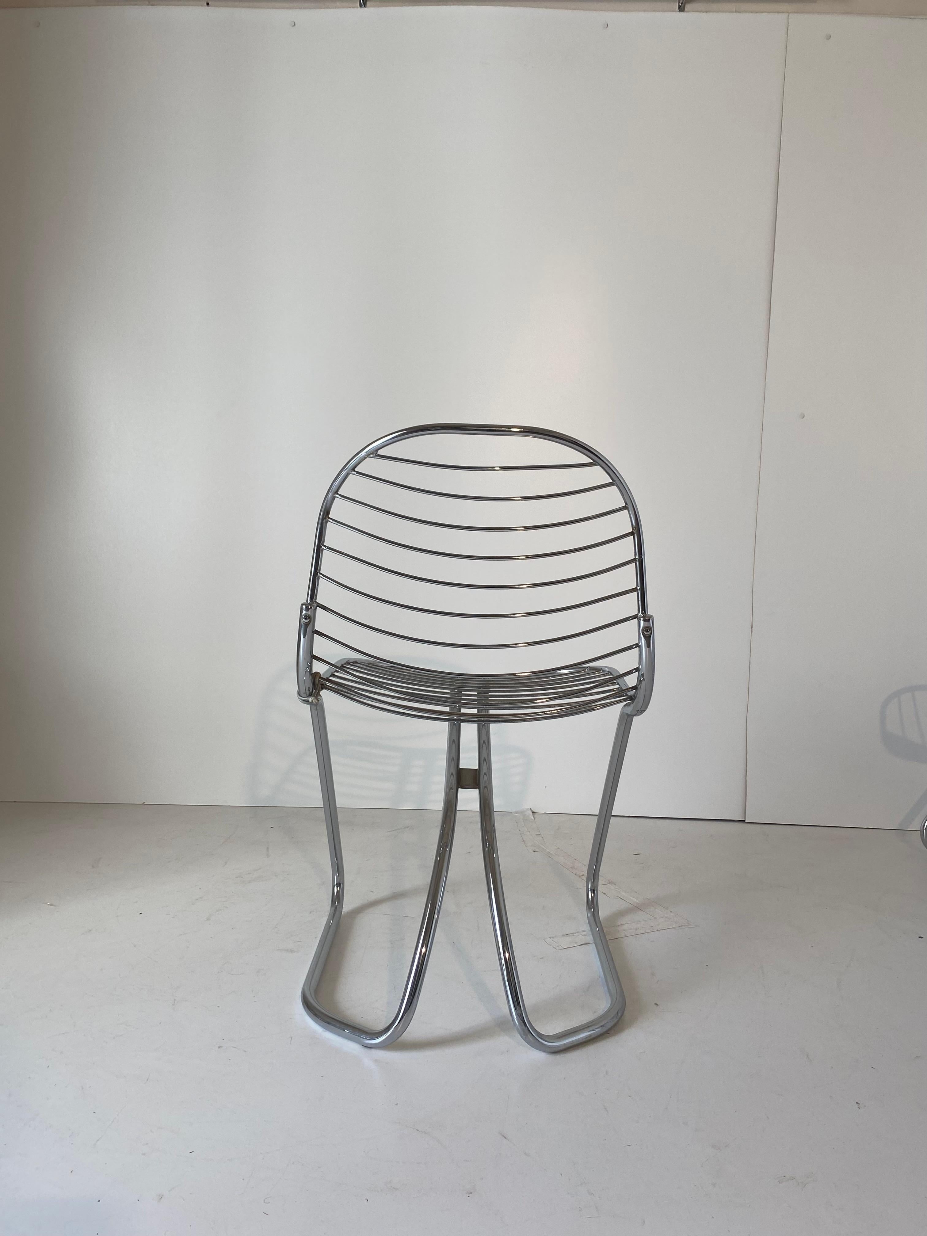 Gastone Rinaldi chromed Dining Chairs for RIMA, Set of Six, Italy I970's 6