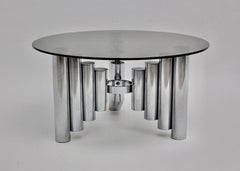Space Age Chromed Glass Vintage Coffee Table, Manhattan, 1960s