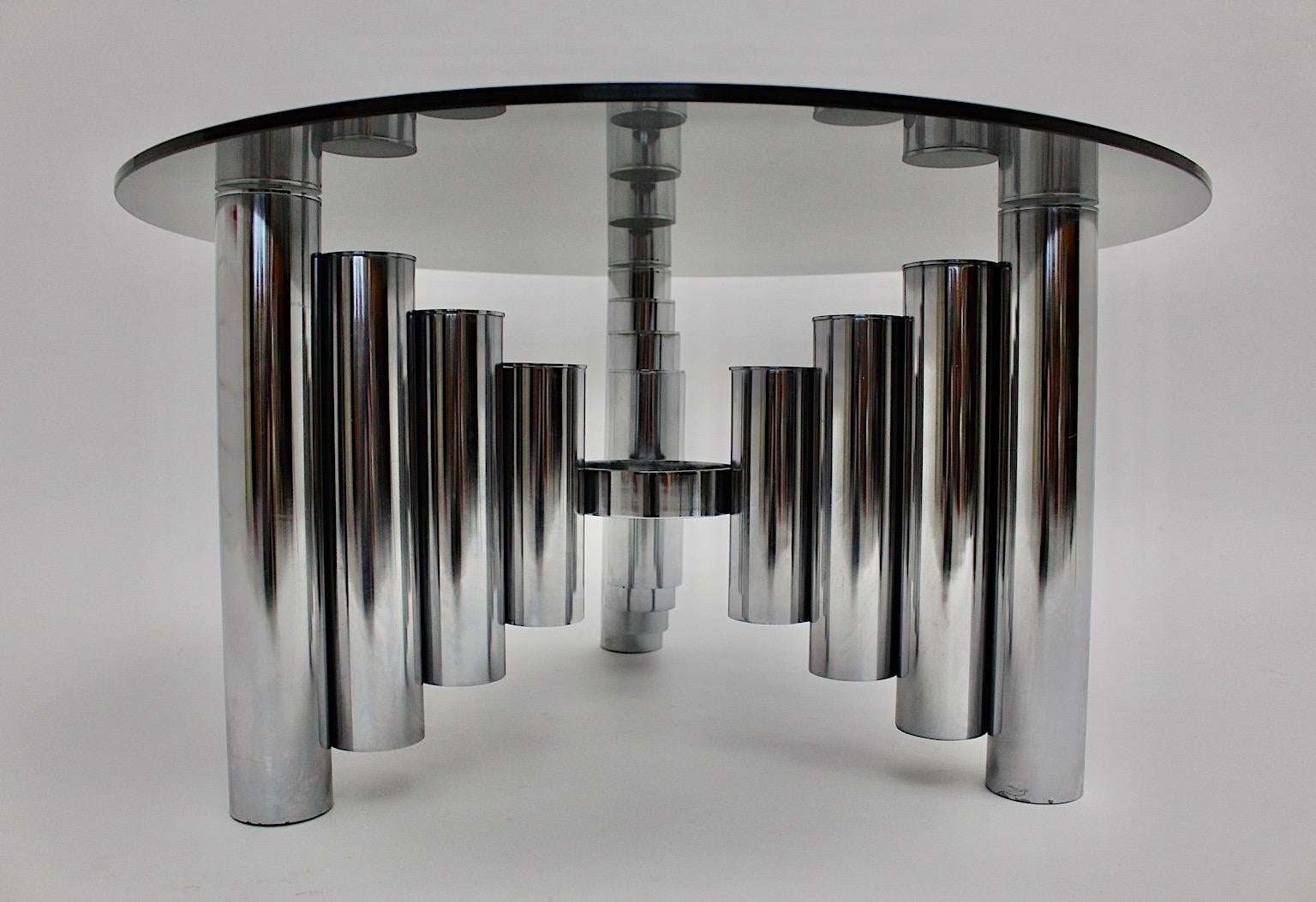 Mid-20th Century Space Age Chromed Glass Vintage Coffee Table, Manhattan, 1960s For Sale