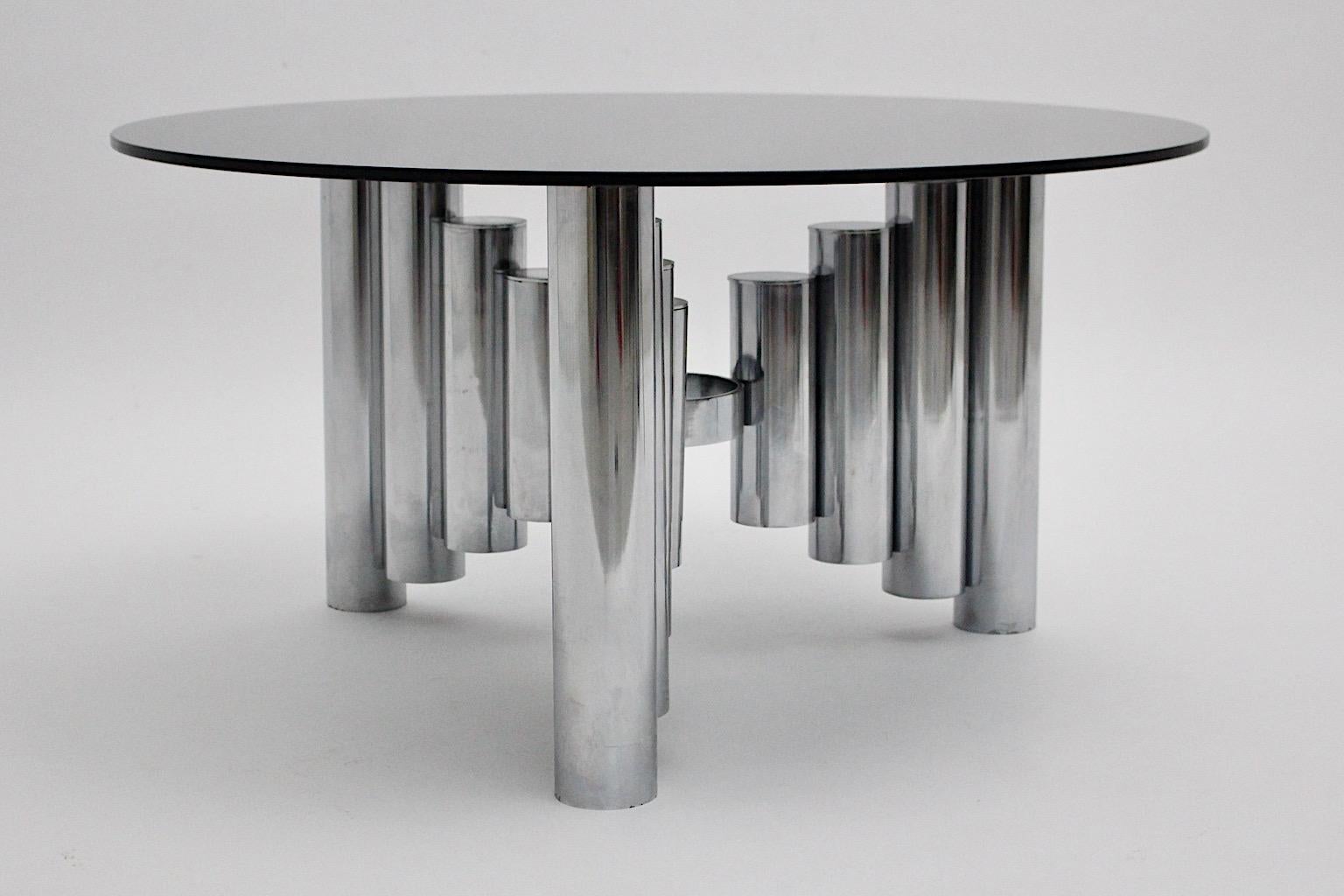 Space Age Chromed Glass Vintage Coffee Table, Manhattan, 1960s For Sale 3