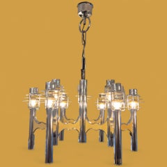 Space Age chromed metal chandelier by Gaetano Sciolari, mid-20th century