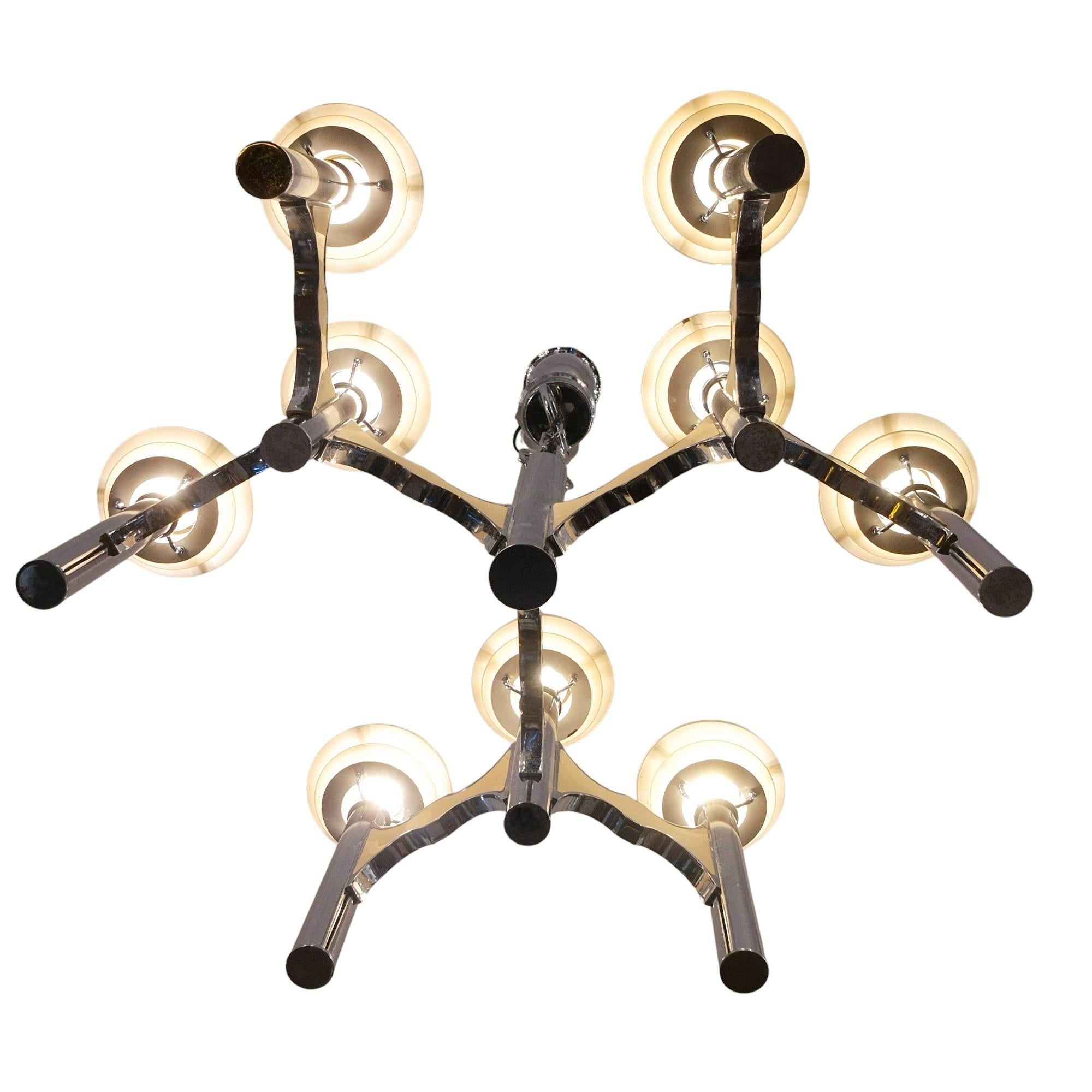 Lampadario in metallo cromato della Space AGE di Gaetano Sciolari, metà del XX secolo in vendita 6