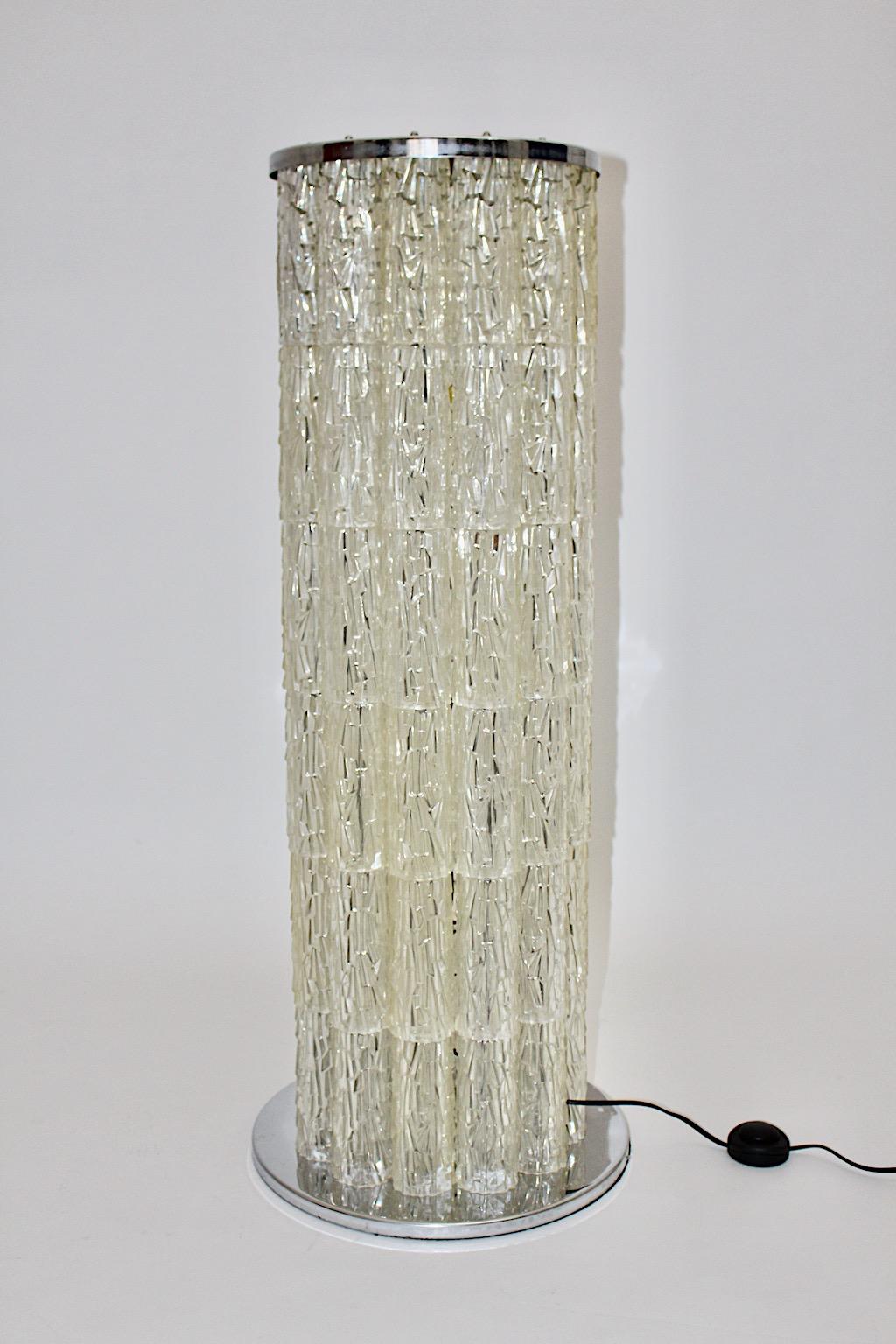 Space Age Chromed Metal Plexiglass Vintage Floor Lamp, 1960s, France In Good Condition For Sale In Vienna, AT