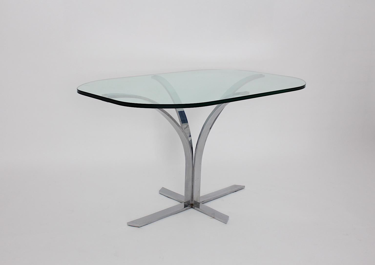 Space Age Chromed Metal Vintage Dining Table or Writing Table, 1960s, Germany In Good Condition For Sale In Vienna, AT