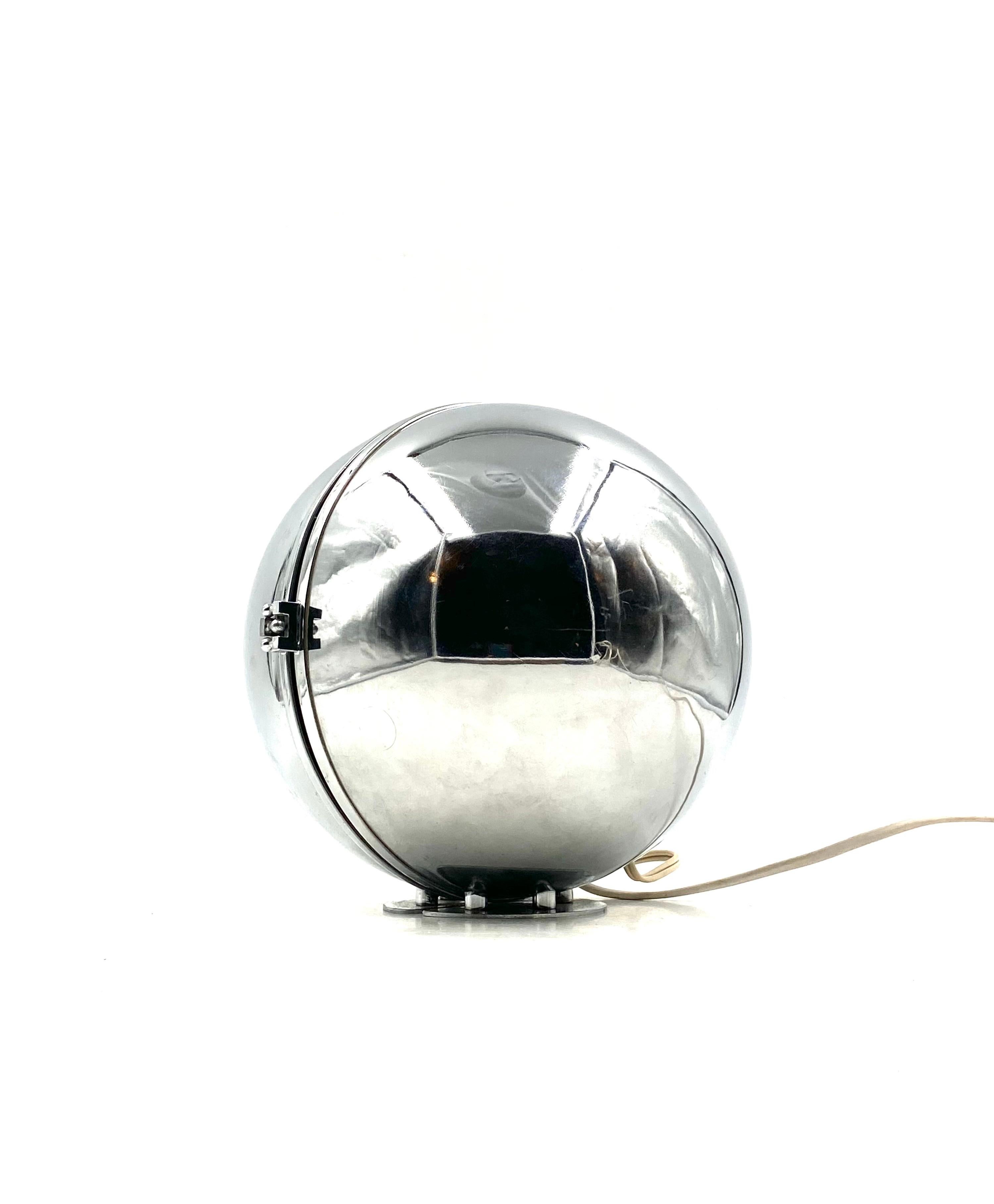 Space age chromed spherical table lamp, Italy, 1970s 3