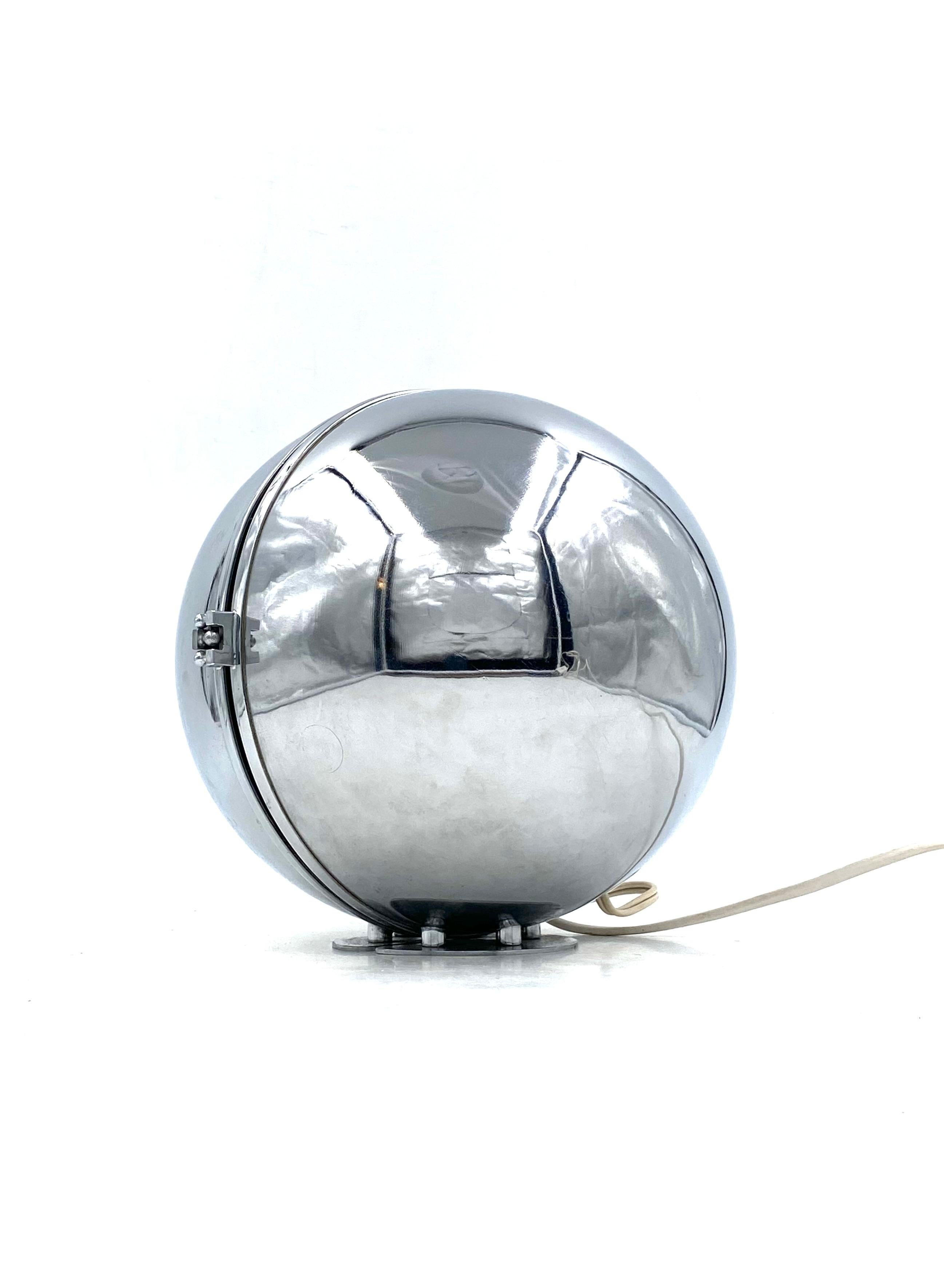 Space age chromed spherical table lamp, Italy, 1970s 4