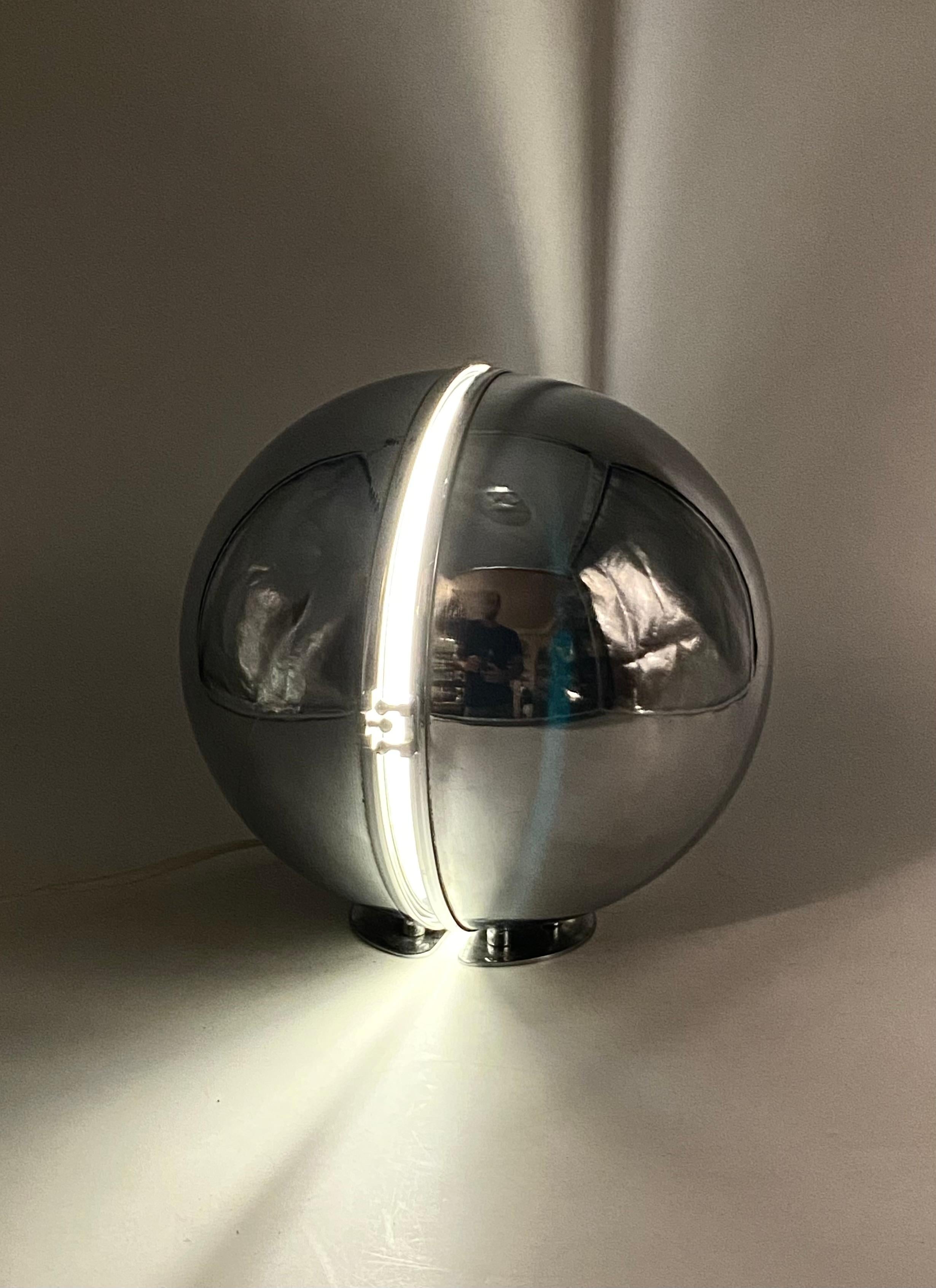 Space age chromed spherical table lamp, Italy, 1970s 11