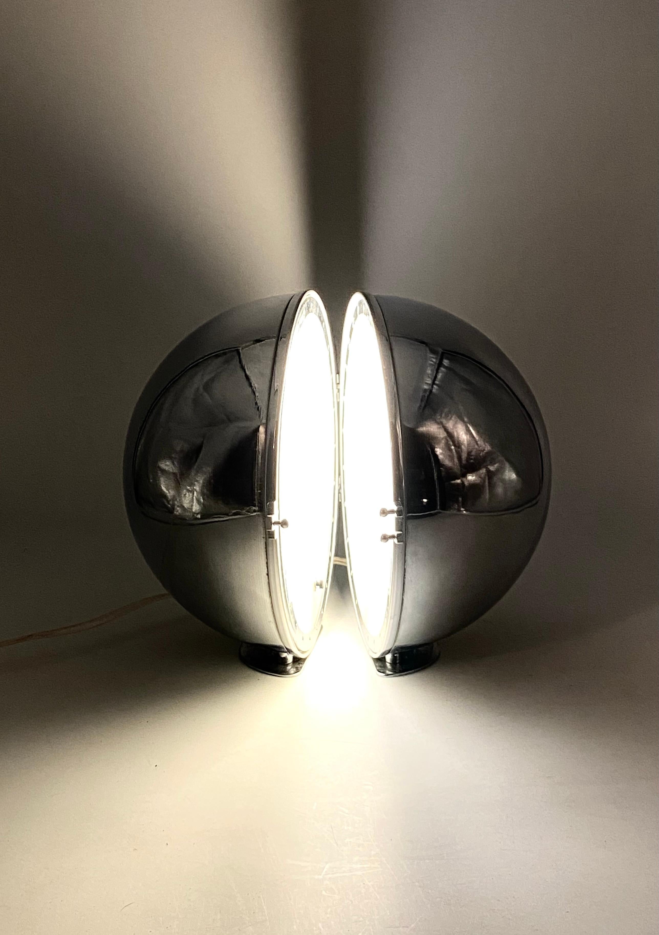 Space age chromed spherical table lamp, Italy, 1970s 12