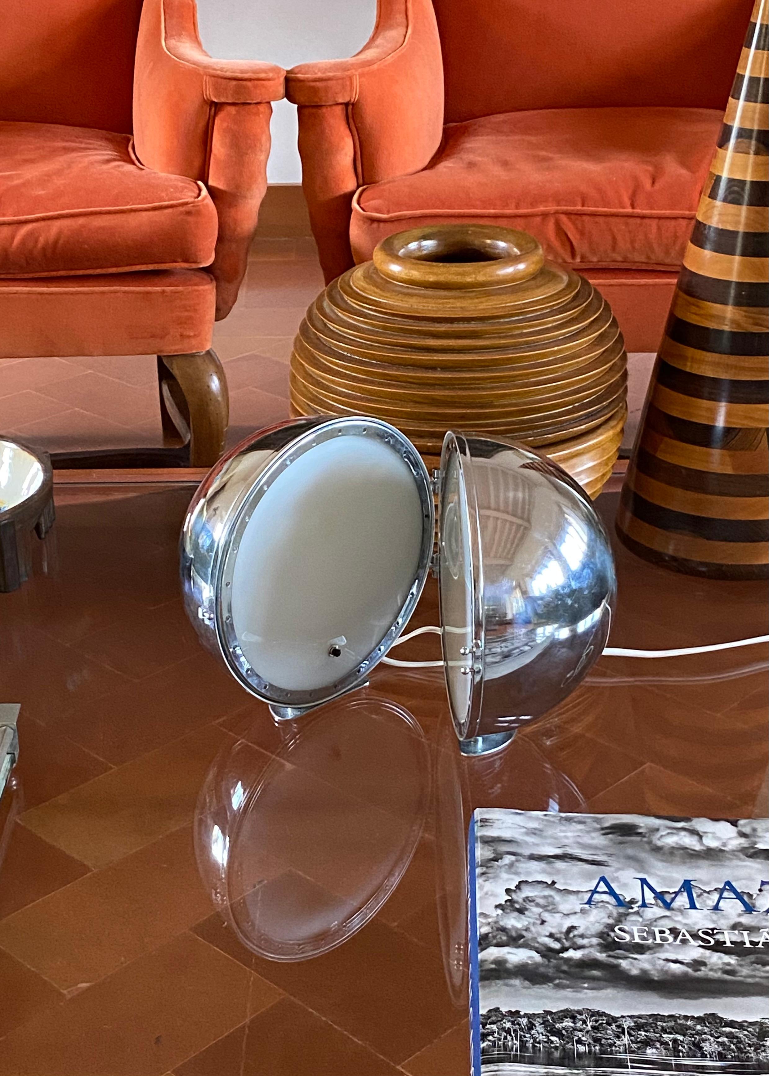 Space age chromed spherical table lamp, Italy, 1970s 1
