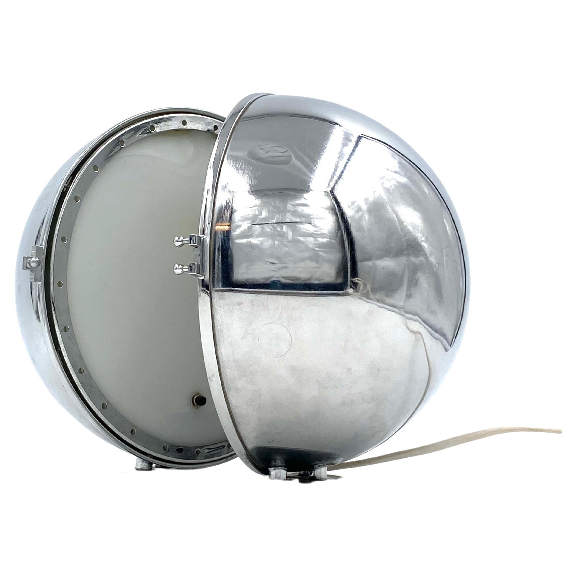 Space age chromed spherical table lamp, Italy, 1970s For Sale