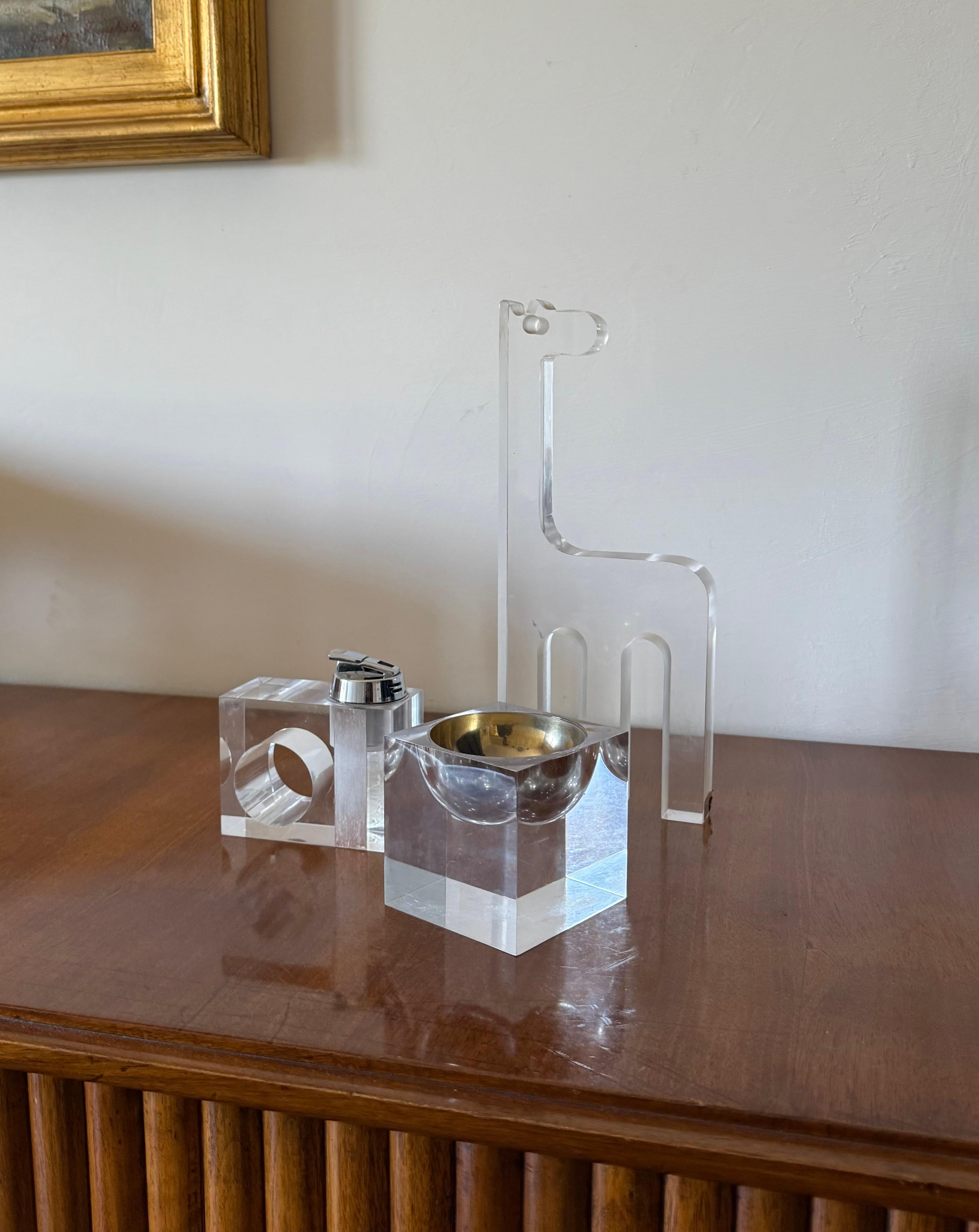Cenicero de lucita transparente de la era espacial, Italia Años 70 Italian en venta