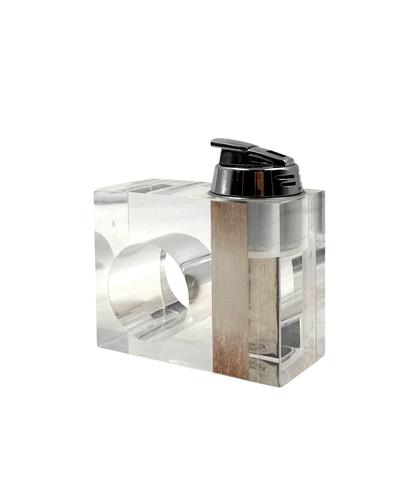 Briquet de table en lucite transparent de l'ère spatiale, Italie 1970 en vente 4