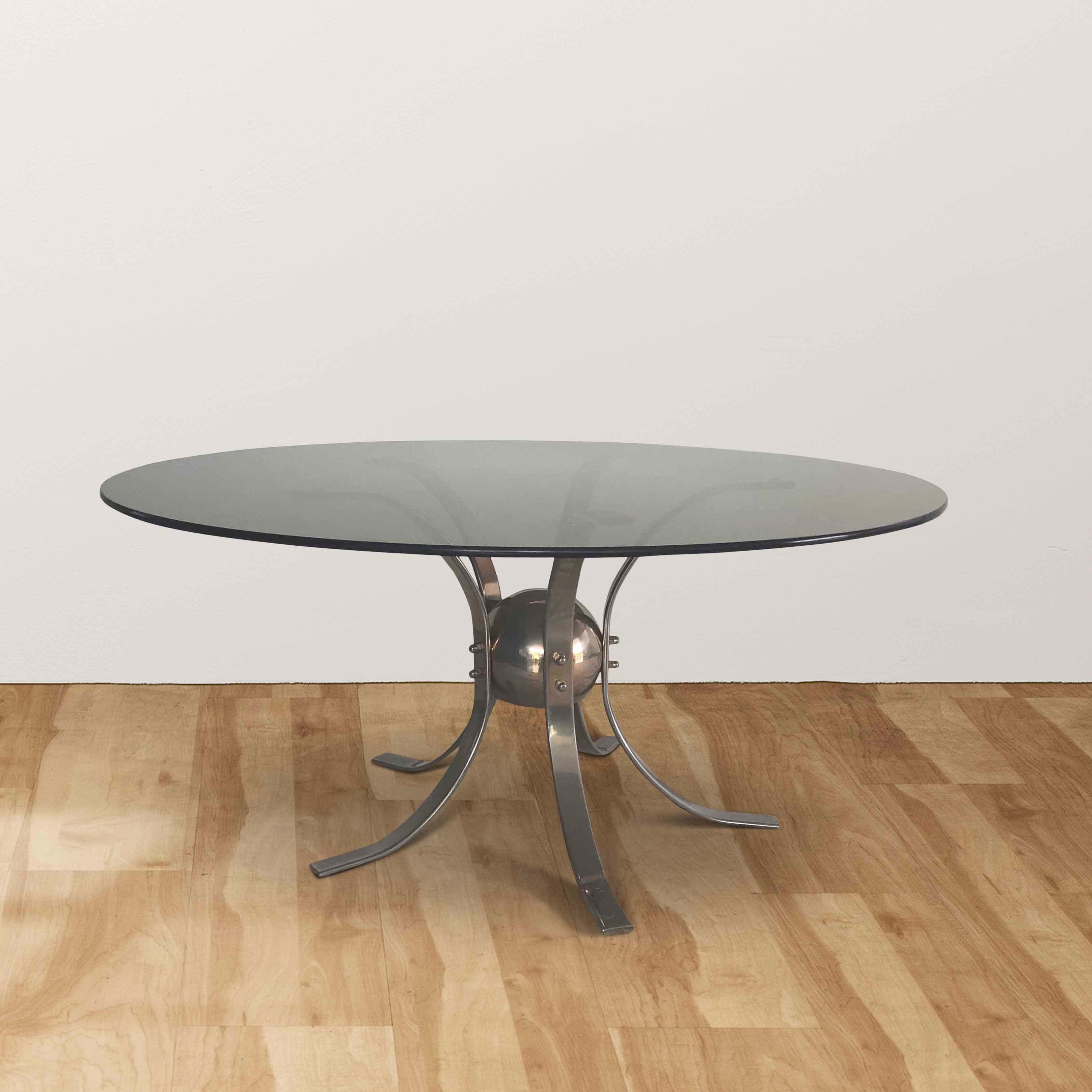 Mid-20th Century Space-Age Coffee Table in Chrome and Smoked Glass For Sale