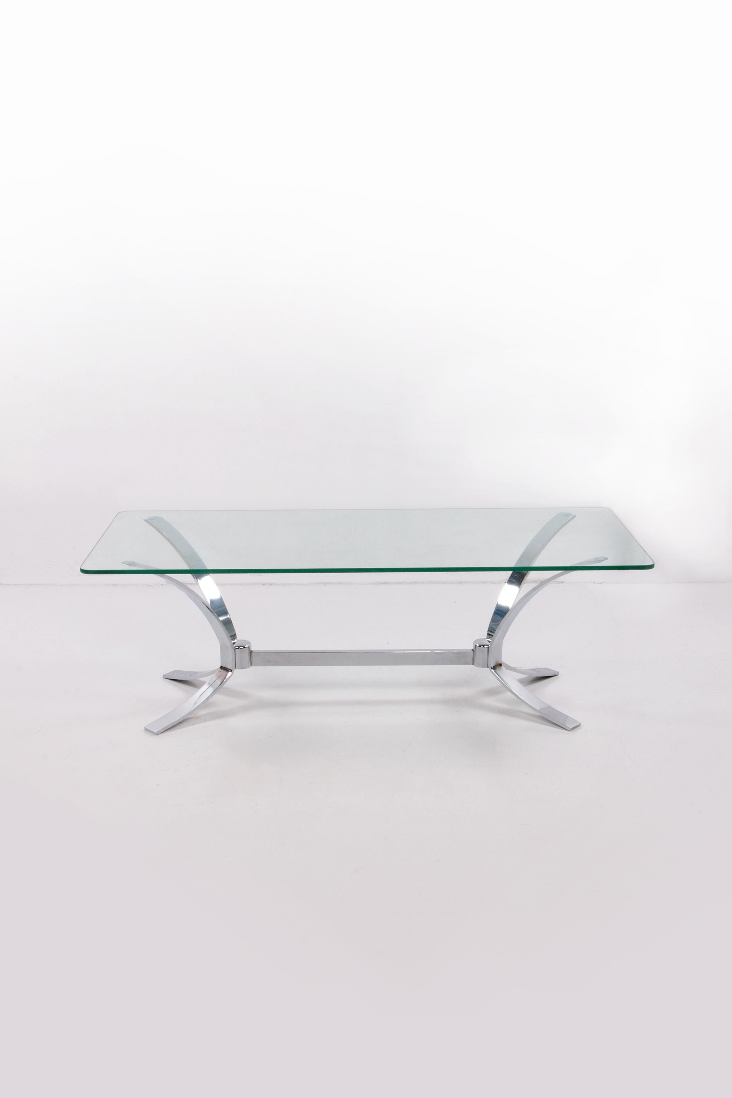 Space Age coffee table rectangular model 1960.

This is a beautiful Space Age coffee table with a chrome base, the chrome is beautifully polished and therefore has a beautiful shine.

Originating from Germany and made in Germany.

Sustainable:
