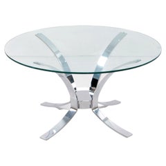 Space Age Coffee Table Round with Chrome Base from the 1960s