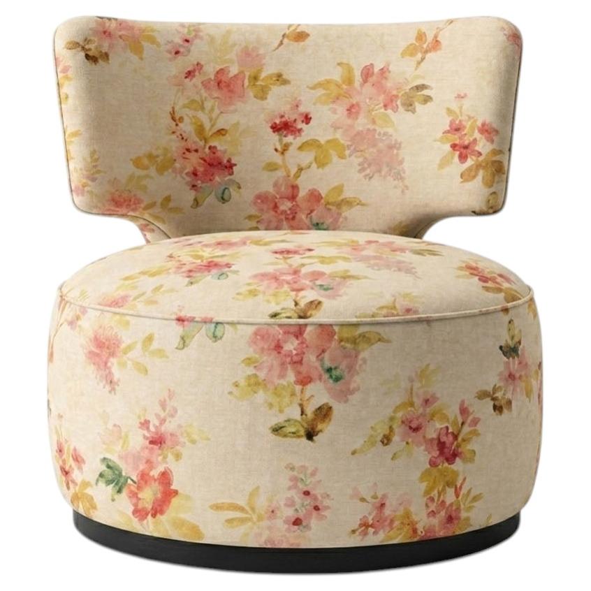 Space Age Contemporary Creme Ditsy Floral Drehstuhl Capricho im Angebot