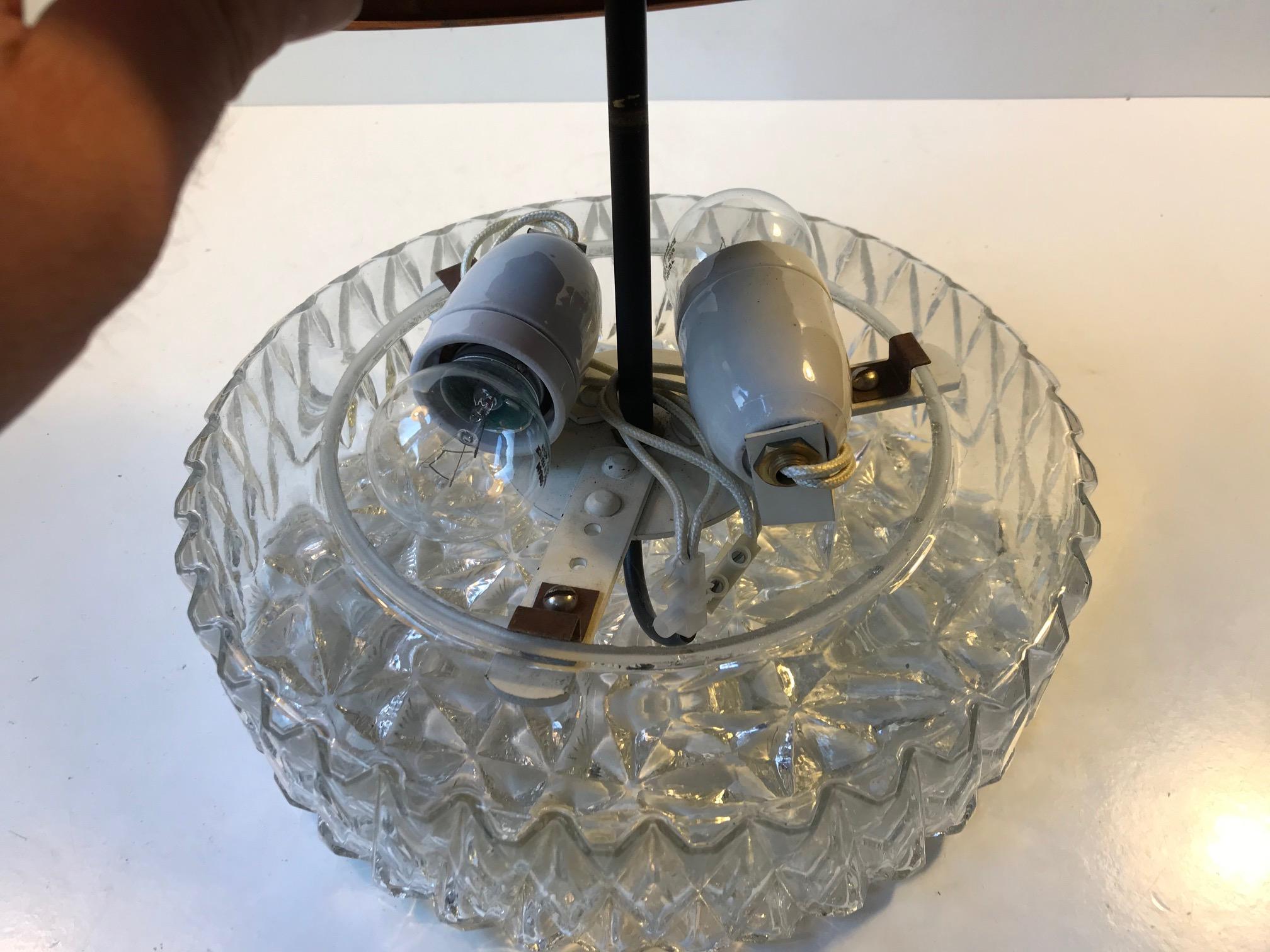 Space Age Copper & Crystal Ceiling Lamp from Orrefors, 1960s For Sale 4