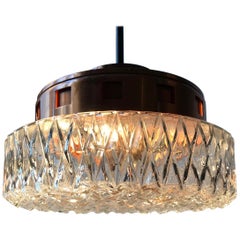 Retro Space Age Copper & Crystal Ceiling Lamp from Orrefors, 1960s