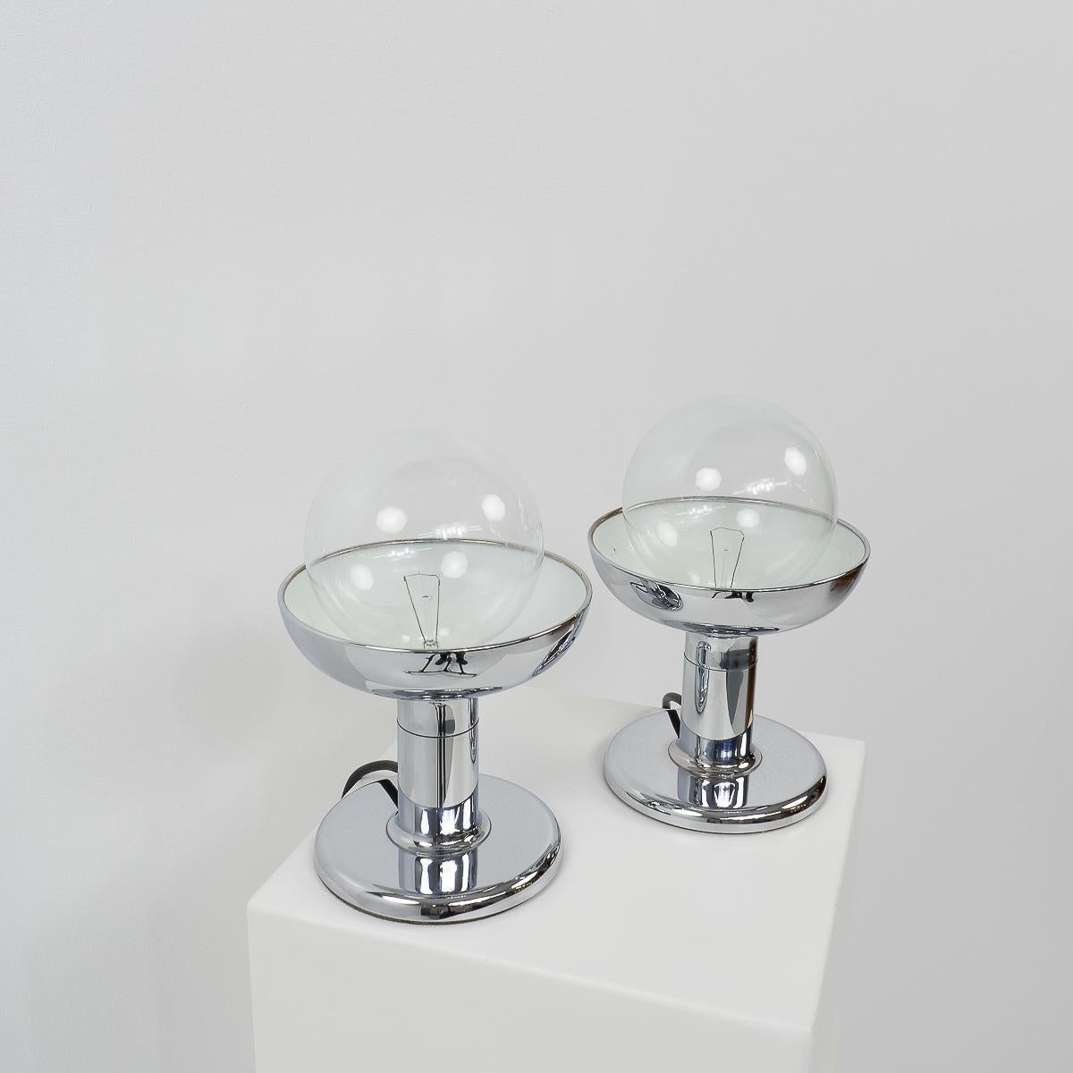 Mid-Century Modern Space Age Cosack Chromed Table Lamps, Set of two, 1970s For Sale