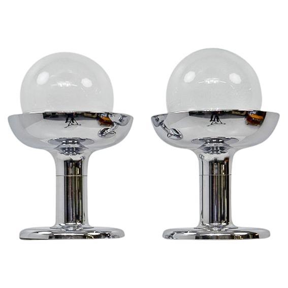 Space Age Cosack Chromed Table Lamps, Set of two, 1970s For Sale
