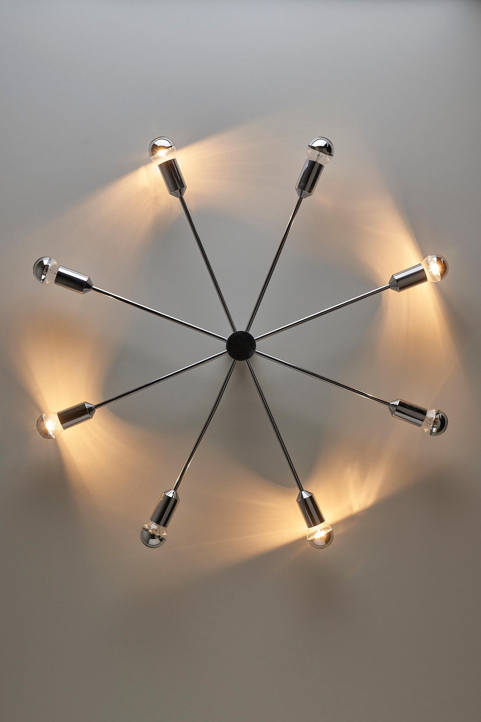 Space Age Cosack Sputnik wall lamp chrome with 8 arms For Sale 3