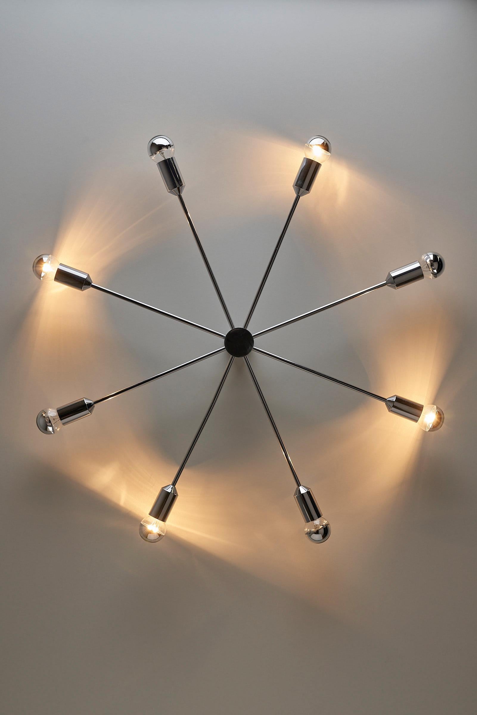 Space Age Cosack Sputnik wall lamp chrome with 8 arms For Sale 4