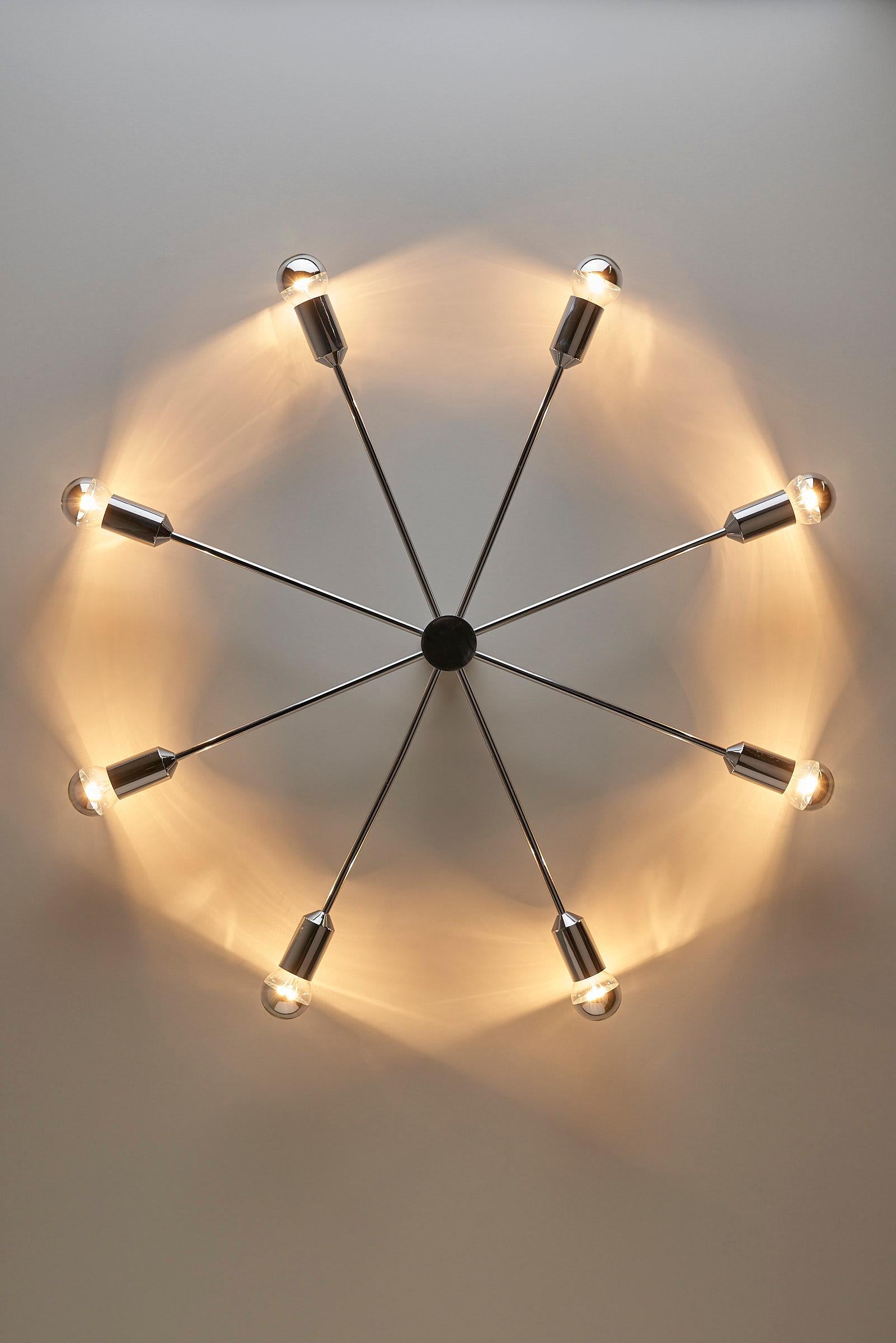 Space Age Cosack Sputnik wall lamp chrome with 8 arms For Sale 2