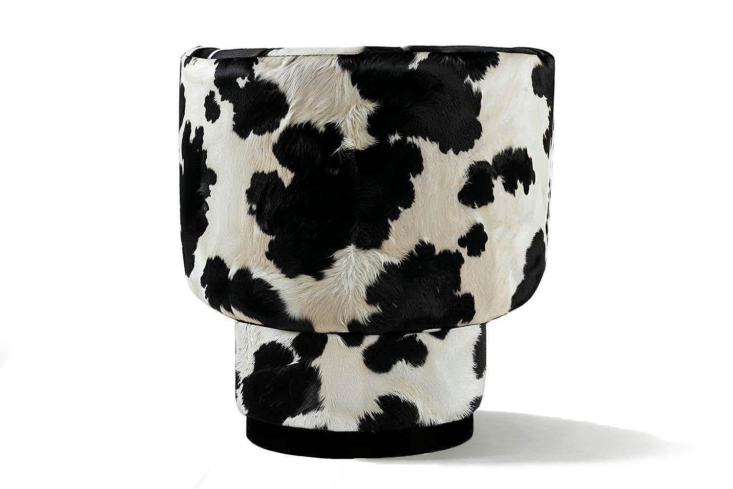 Spanish Space Age Cow Furry Velvet Accent Chair Caos For Sale