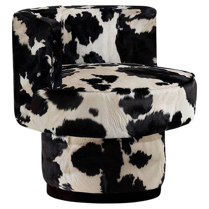 Space Age Cow Furry Velvet Accent Chair Caos