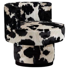 Space Age Cow Furry Velvet Accent Chair Caos