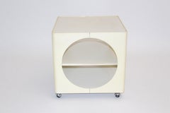 Space Age Cream White Plastic Vintage Cube Bar Cart Side Table 1960s Germany