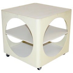 Space Age Cream White Plastic Vintage Cube Bar Cart Side Table 1960s Germany
