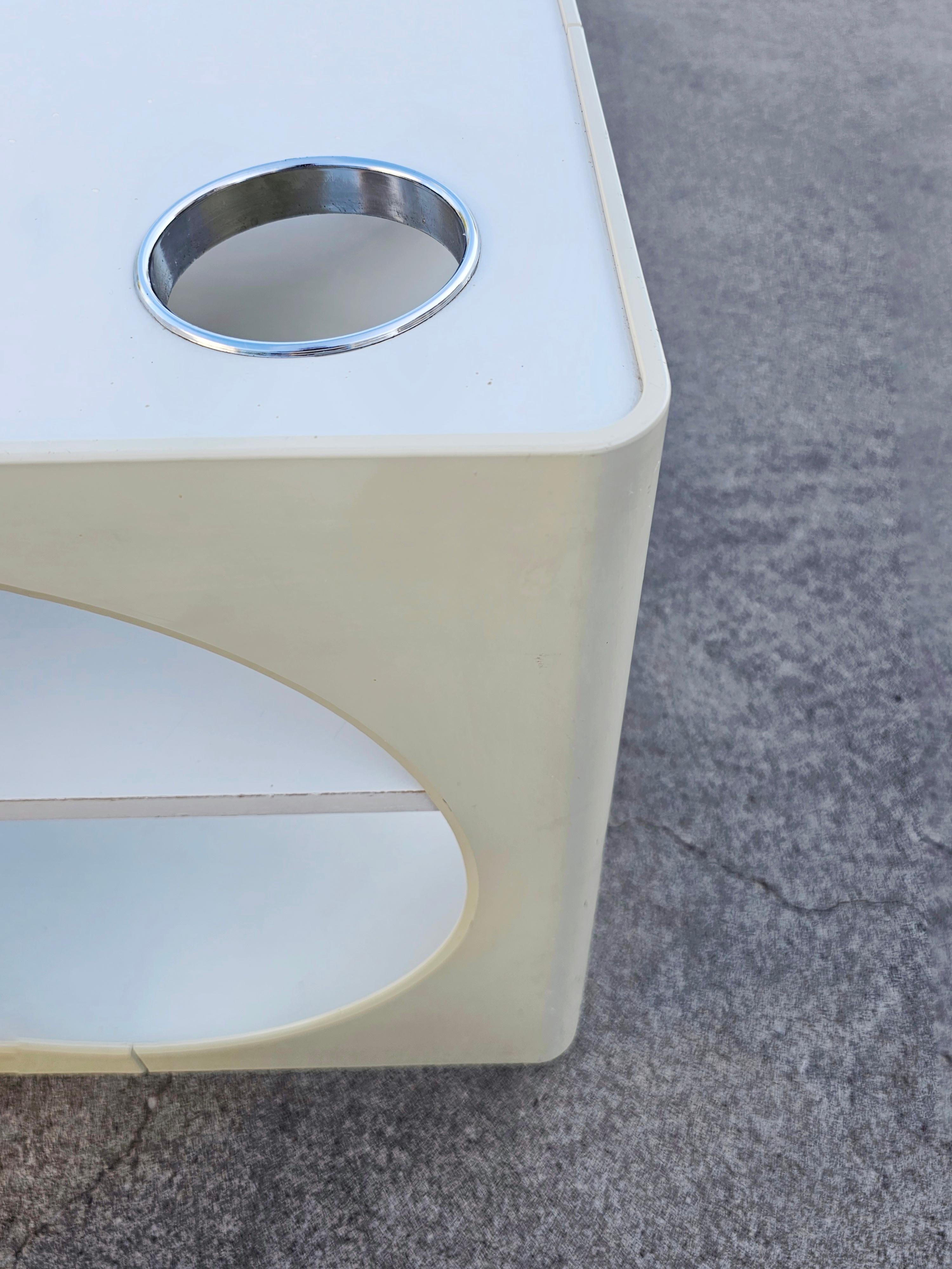 Space Age Cube Bar or Side Table in Off-White, West Germany 1970s For Sale 5