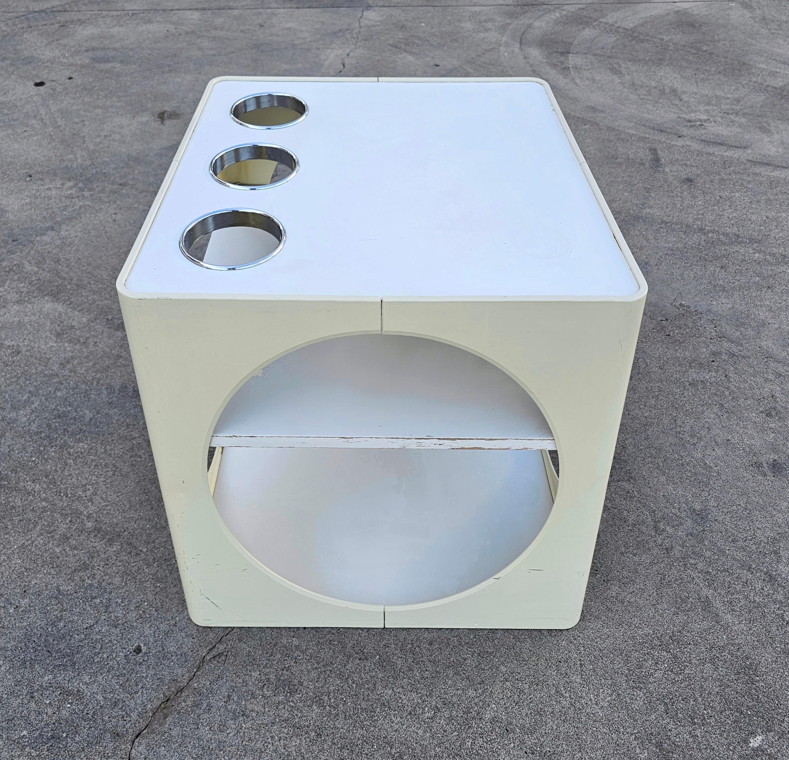 Space Age Cube Bar or Side Table in Off-White, West Germany 1970s For Sale 1