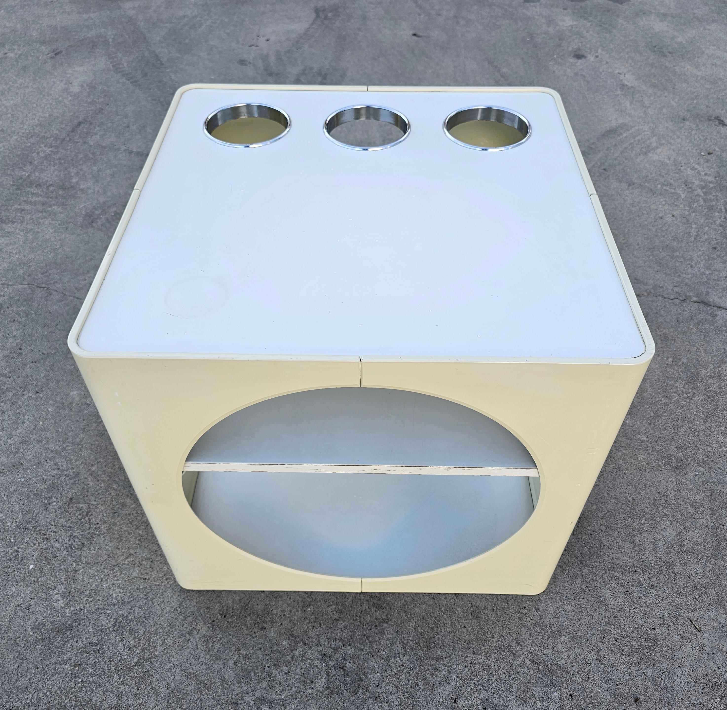Space Age Cube Bar or Side Table in Off-White, West Germany 1970s For Sale 2