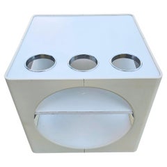 Space Age Cube Bar or Side Table in Off-White, West Germany 1970s