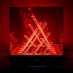 Space-Age Cubo Di Teo Red perspex Lamp By James Riviere