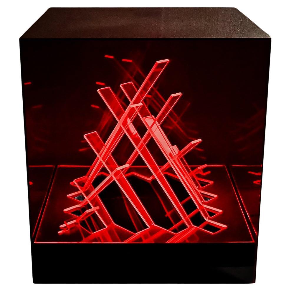 Space-Age Cubo Di Teo Red perspex Lamp By James Riviere For Sale