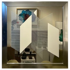 Dekorativer großer geometrischer Spiegel aus dem Space Age von Greg Copeland, signiert m& gerahmt