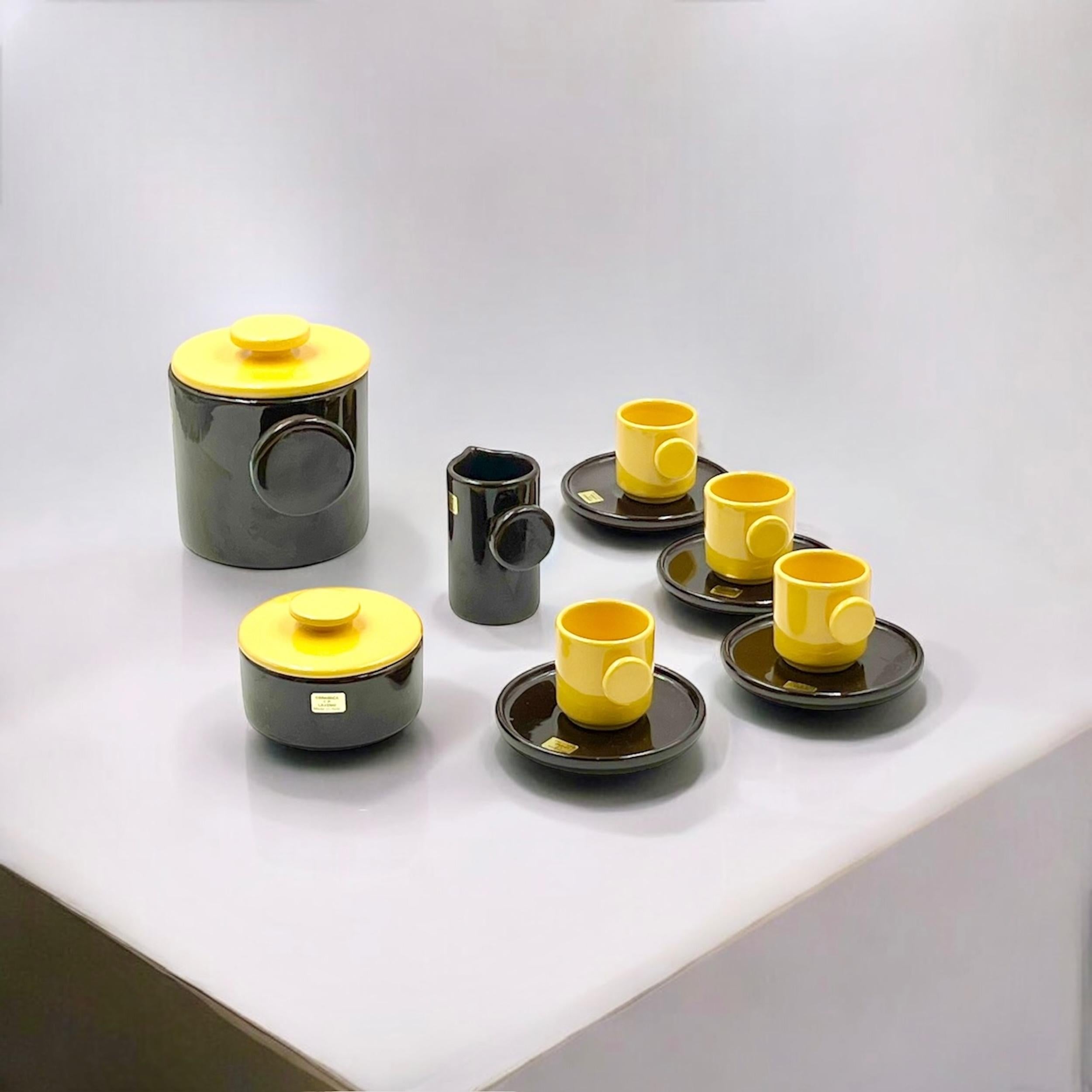 Italian Space Age Design 70s Ceramic Coffee Set by 4P Pareschi Laveno