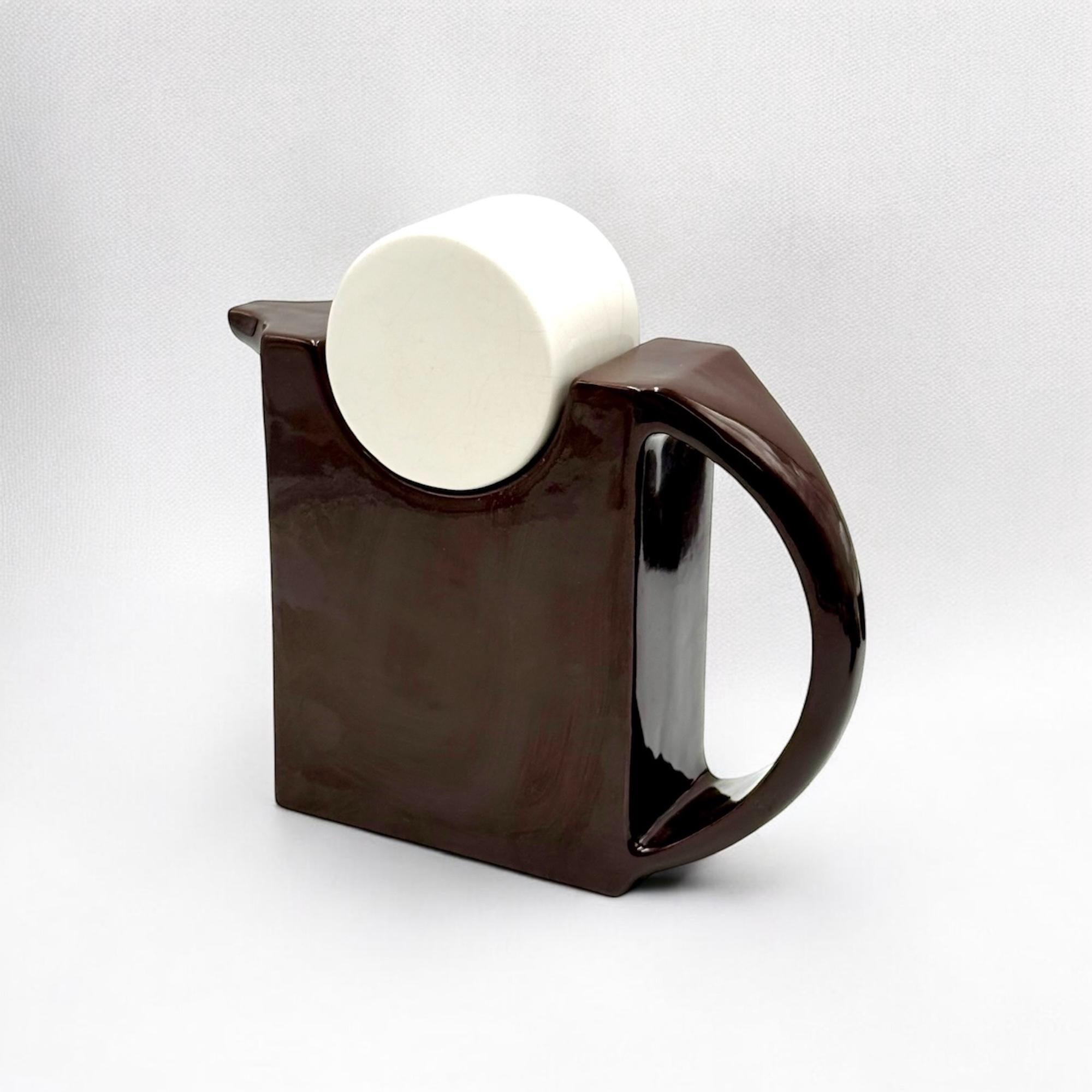 Space Age Design 70s Ceramic Coffee Set by Sele Arte Italy, Brown and Sculptural 5
