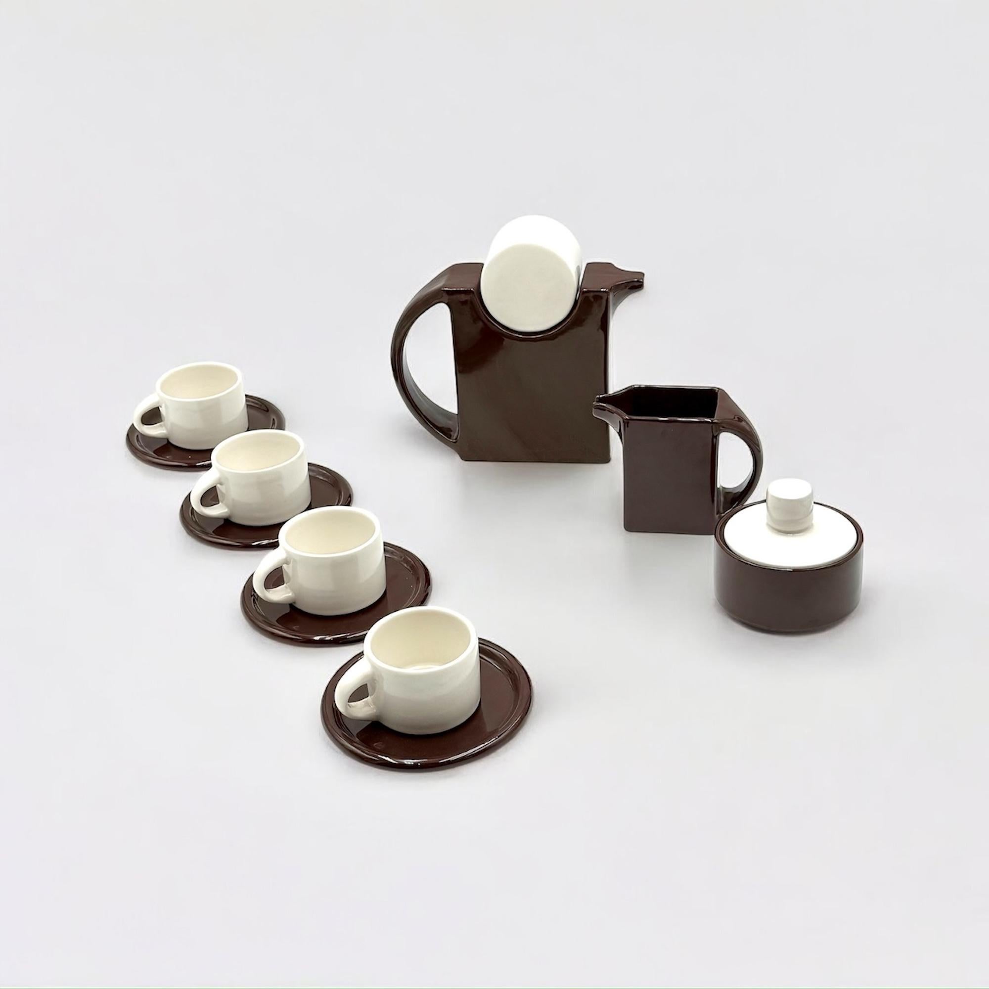 Space Age Design 70s Ceramic Coffee Set by Sele Arte Italy, Brown and Sculptural In Good Condition In San Benedetto Del Tronto, IT