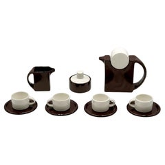 Space Age Design 70s Ceramic Coffee Set by Sele Arte Italy, Brown and Sculptural