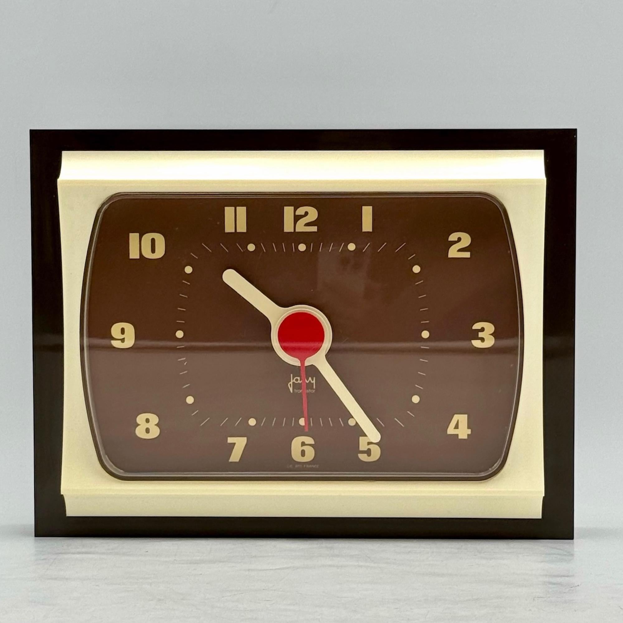 Horloge Space Age Design aux teintes crème et marron par Japy of France, 1970 en vente 4