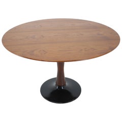 Table à manger ronde en teck des années 1970, Tchécoslovaquie